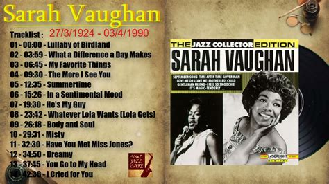 Sarah Vaughan Greatest Hits BEST OF VOCAL JAZZ YouTube