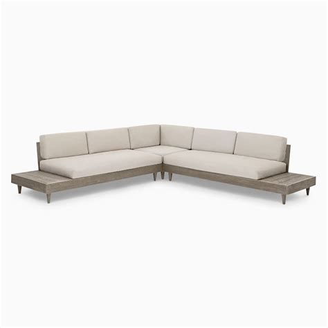 Portside Low Outdoor 3 Piece L Shaped Sectional 112 West Elm