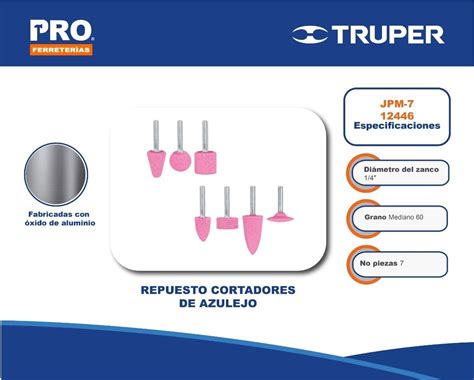 Juego De Piedras Montadas Truper Jpm Color Rosa Para Esmeril Pzas