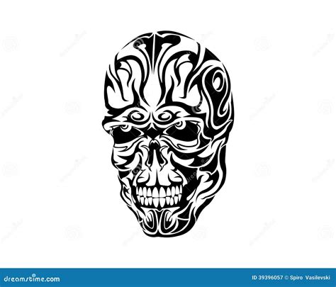 Skull Tribal Tattoo Stencils