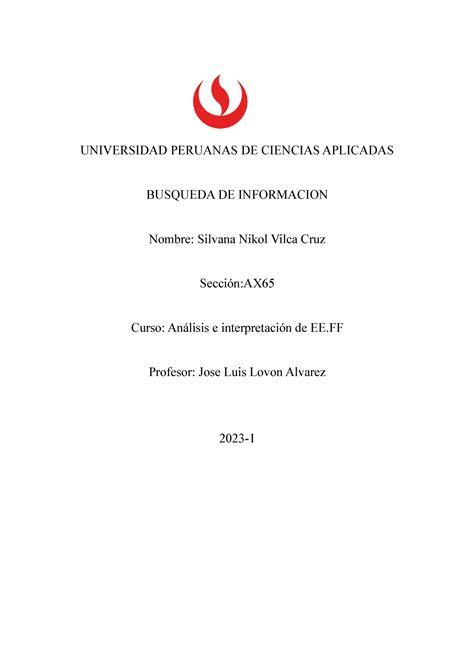 Tarea De Analisis Universidad Peruanas De Ciencias Aplicadas Busqueda