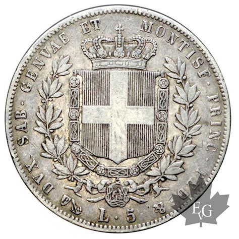 Monete ITALIE 1859 5 LIRE Vittorio Emanuele II TB TTB