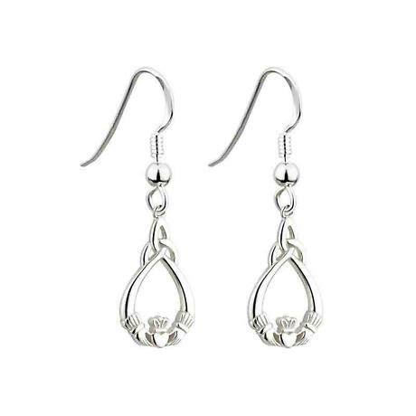 Celtic Earrings Sterling Silver Claddagh Trinity Knot Earrings At