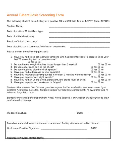 Annual Tuberculosis Screening Doc Template Pdffiller