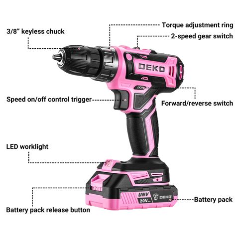 Snapklik Power Drill Cordless Deko Pro Pink Cordless Drill V