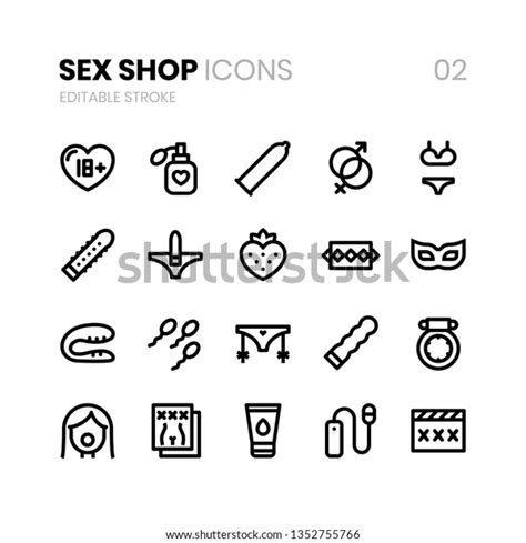 Sex Shop Line Icons 02 스톡 벡터 로열티 프리 1352755766