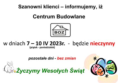 Wielkanoc 2024 - Centrum Budowlane BOZ S.A.