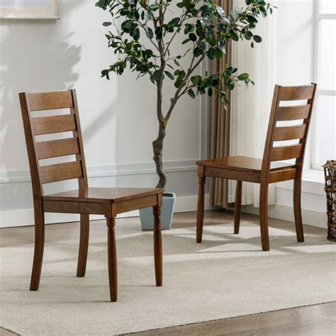 Lark Manor Aindriu Rustic Solid Wood Ladder Back Dining Chairs