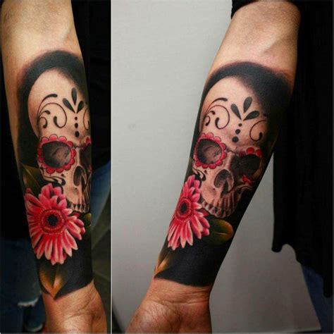 Tatouage T Te De Mort Mexicaine Sur Le Bras Skull Tattoo Design Flower