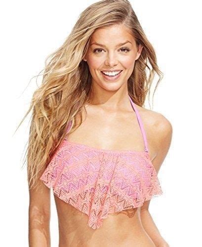 Hula Honey Ginger Crochet Flounce Bikini Swim Top Us X Small Ebay