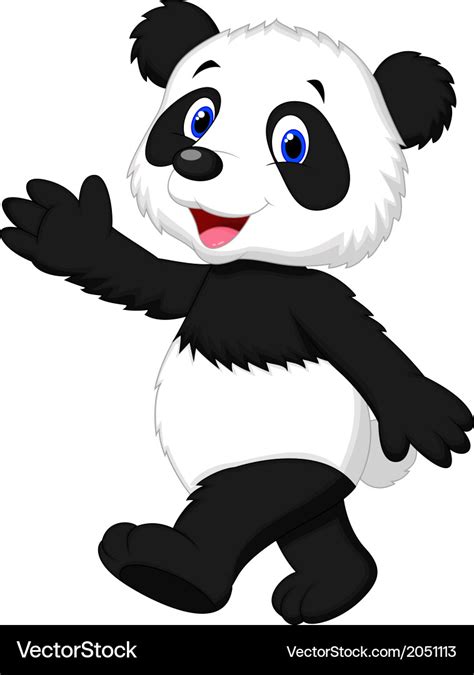 Cute Panda Cartoon Waving Hand Royalty Free Vector Image