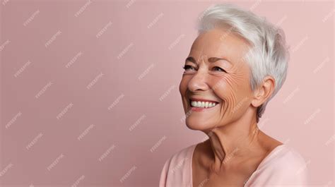 Premium Ai Image Portrait Of Beautiful Elder Womans Smile With