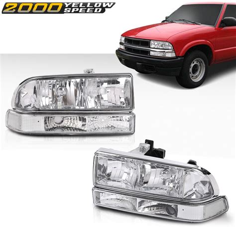 Headlights Assembly Chrome Housing Clear Corner Fit For 98 04 Chevy S10 Blazer Ebay