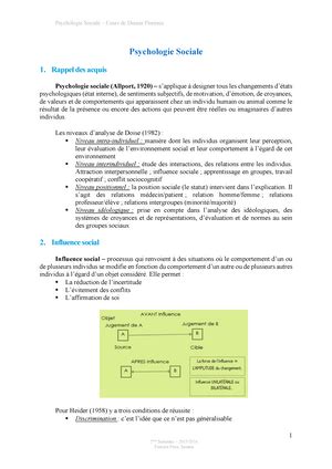 LES DIFFERENTES THEORIES DE LA PSYCHOLOGIE SOCIALE PSY SOCIALE CM