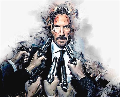 Movie John Wick Chapter 2 John Wick Gun Pistol Keanu Reeves Digital Art by Joseph Pattern