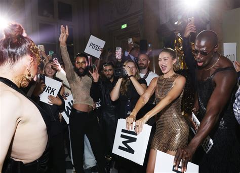 Gigi Hadid Matches Her Naked Manicure To Her Gold Naked Dress At Paris