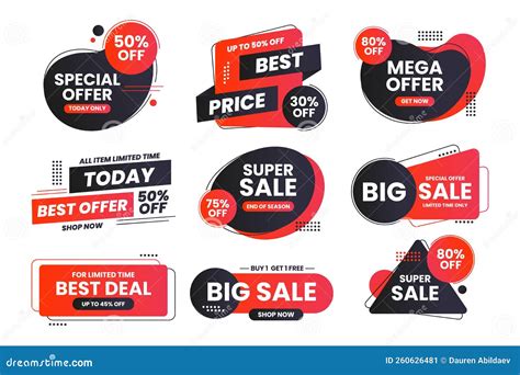 Sale Label Set With Discount Vector Illustration Stock Illustration