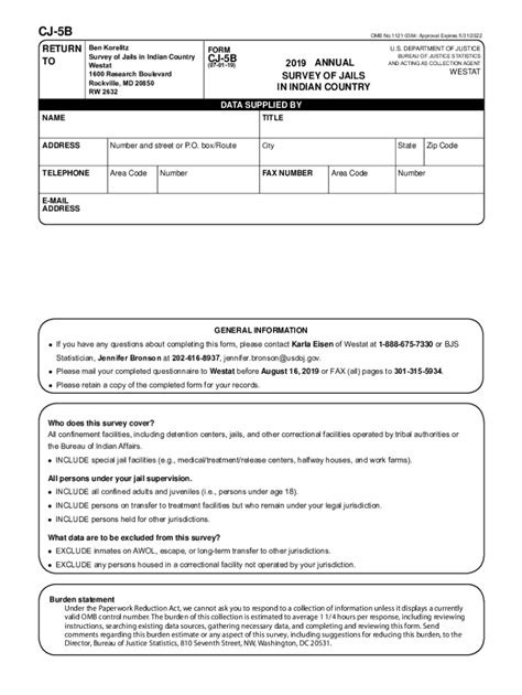 Fillable Online 2019 Annual Survey Of Jails In Indian Country