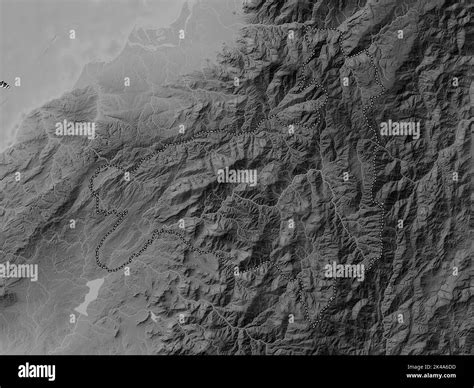 Loja Province Of Ecuador Grayscale Elevation Map With Lakes And