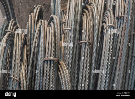 Ribbed Tor Steel bars Stock Photo - Alamy