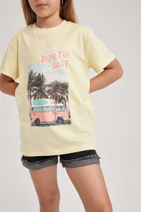 Yellow Girls And Teens Regular Fit Short Sleeve T Shirt 2891197 Defacto