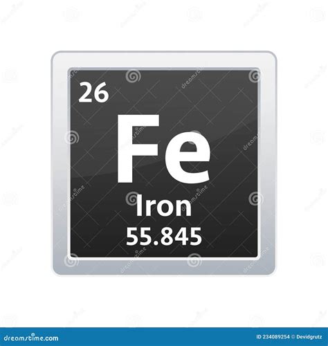 Iron Symbol Chemical Element Of The Periodic Table Vector Stock Illustration Stock Vector