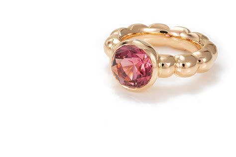 Turmalin Ring in Rosa aus Rosé Gold 750 mit Kugeln