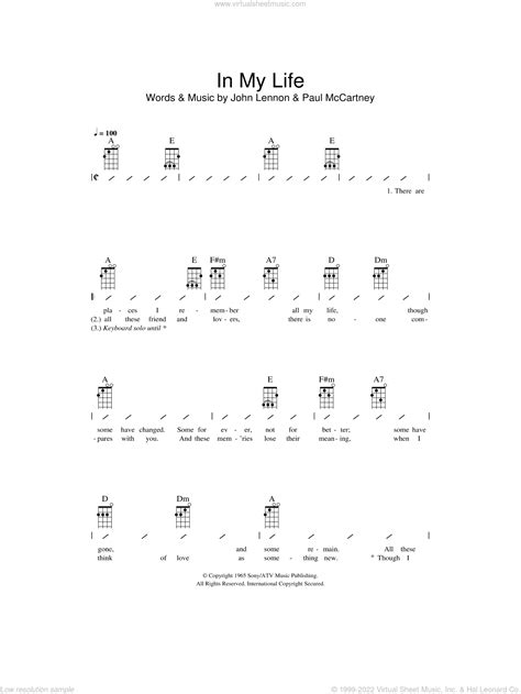 Beatles In My Life Sheet Music For Ukulele Chords Pdf