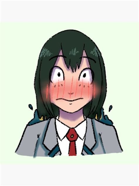 Tsuyu Asui Blushing Bnha Sticker By Cassattyb Redbubble