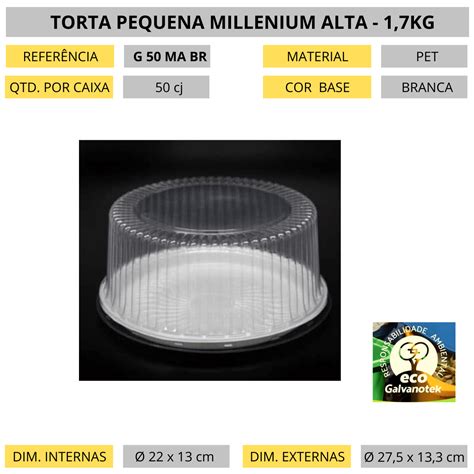 Embalagem Bolo Torta Pequena Alta 1 7kg Galvanotek G50MA PURPURINA