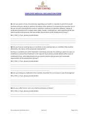 Pre Employment Medical Declaration Form Vol Pdf Employee Medical