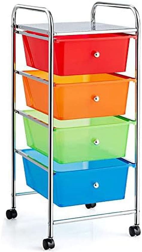 Rolling with Drawers, Craft Organizer with Wheels, 4 Drawer Storage ...