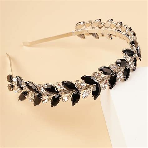 Amazon Kercisbeauty Black Crystal Hair Crown Handmade Silver Hair