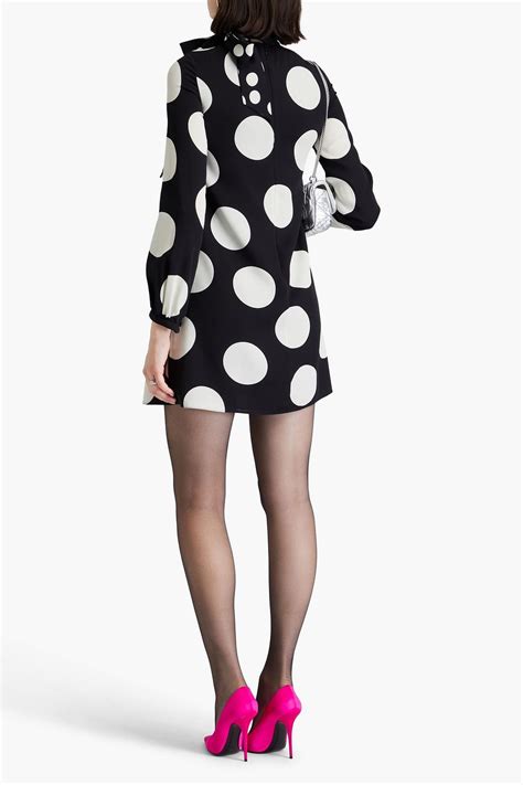 VALENTINO GARAVANI Pussy Bow Polka Dot Silk Cady Mini Dress THE OUTNET