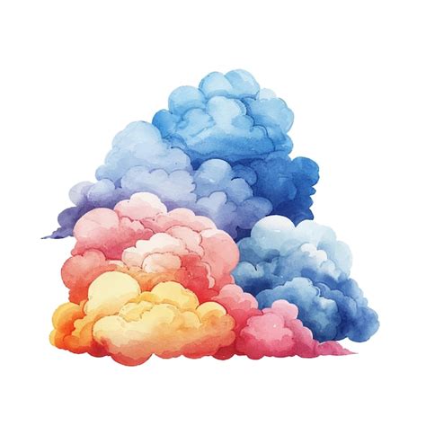 Ilustración vectorial de nubes en estilo acuarela Vector Premium