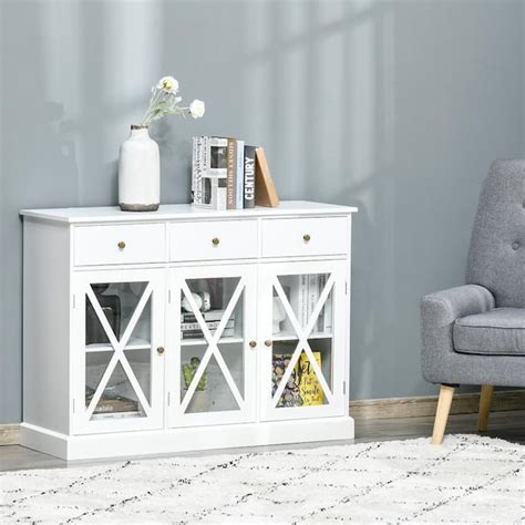 Homcom White Farmhouse Style Kitchen Sideboard Serving Buffet Storage