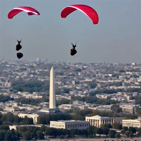 911 Hamas Paragliders Flying Over Washington DC Skyline