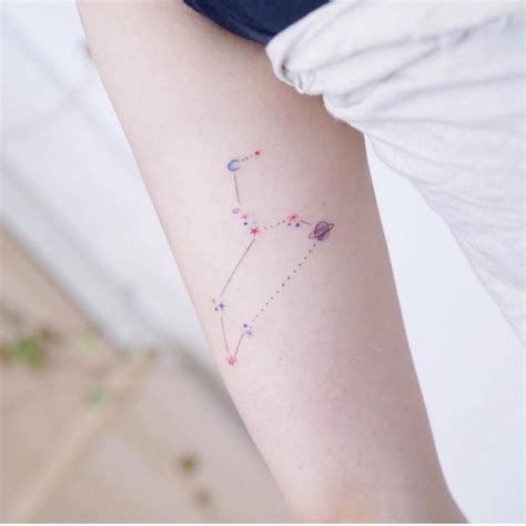 Fine Line Leo Constellation Tattoo On The Inner Arm