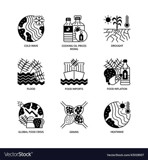 Global Food Crises Icon Set Royalty Free Vector Image