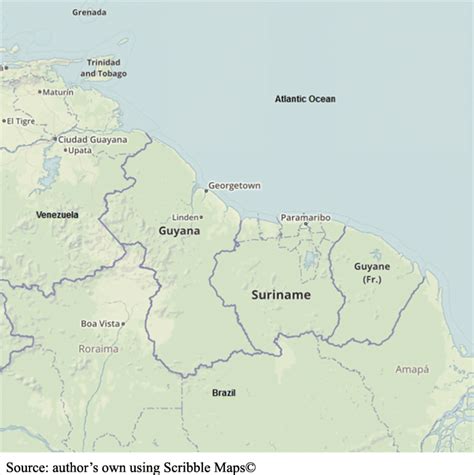 Map of Guyana, Suriname and French Guiana | Download Scientific Diagram