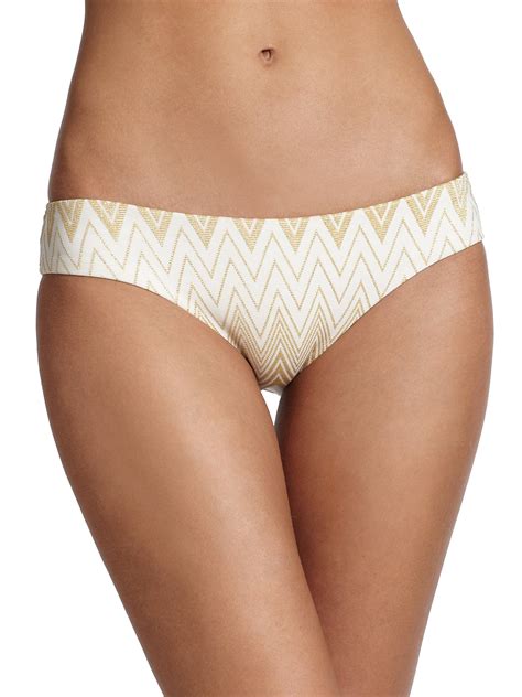 Shoshanna Chevron Hipster Bikini Bottom In Gold Metallic Lyst