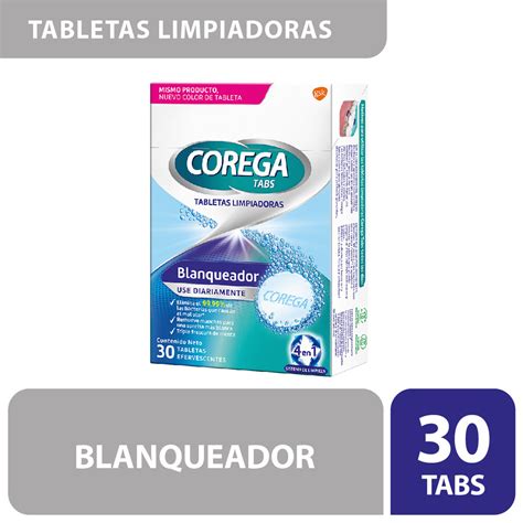 Corega Tabs Tabletas Limpiadoras Blanqueador X 30 Tabletas Farmacias