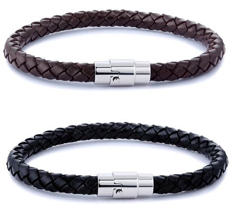 Galleon Fibo Steel Pcs Stainless Steel Braided Leather Bracelet For