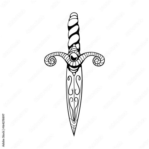 Daggervector Illustration In Old School Tattoo Styleeps8 Stock Vector