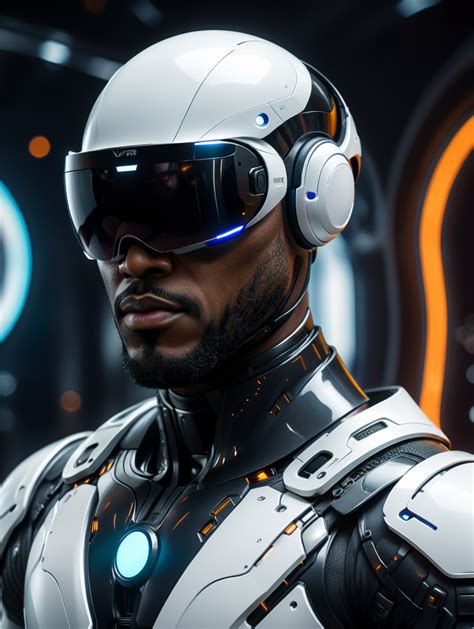 Premium Free Ai Images Black Bald Man With White Psvr Headset On In