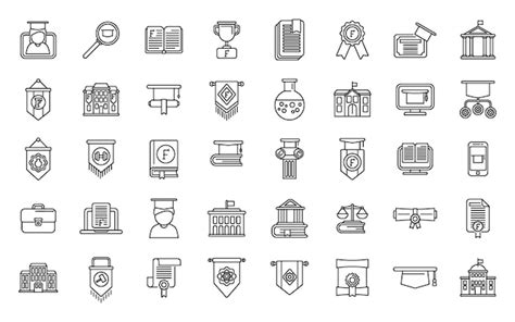 Premium Vector University Department Icons Set Outline Vector Student