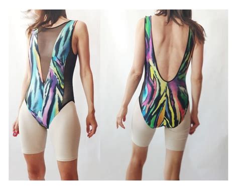 1980s Grace Jones Swimsuit Vintage 80s 90s Multicol… Gem