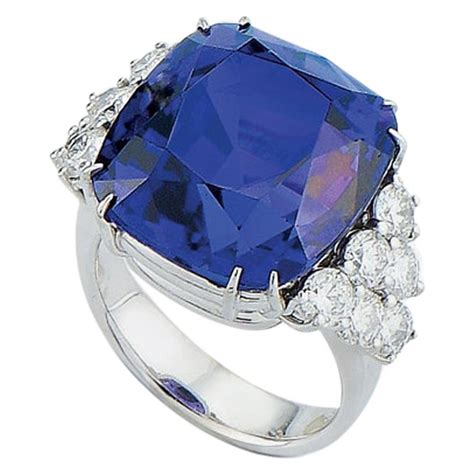 Cushion Cut Tanzanite Diamond Ring For Sale at 1stDibs