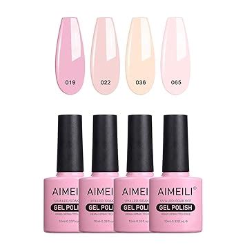 Amazon AIMEILI Soak Off U V LED Hema Free Nude Gel Nail Polish Natural Sheer Pink Nail