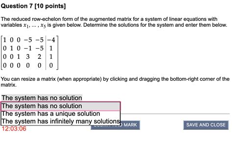 Solved Question Points The Reduced Row Echelon Form Chegg